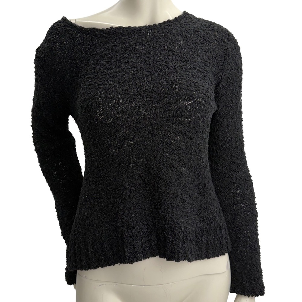 Womens Black Boucle Knit Pullover‎ Sweater Classic Basiccore Normcore Sz Medium